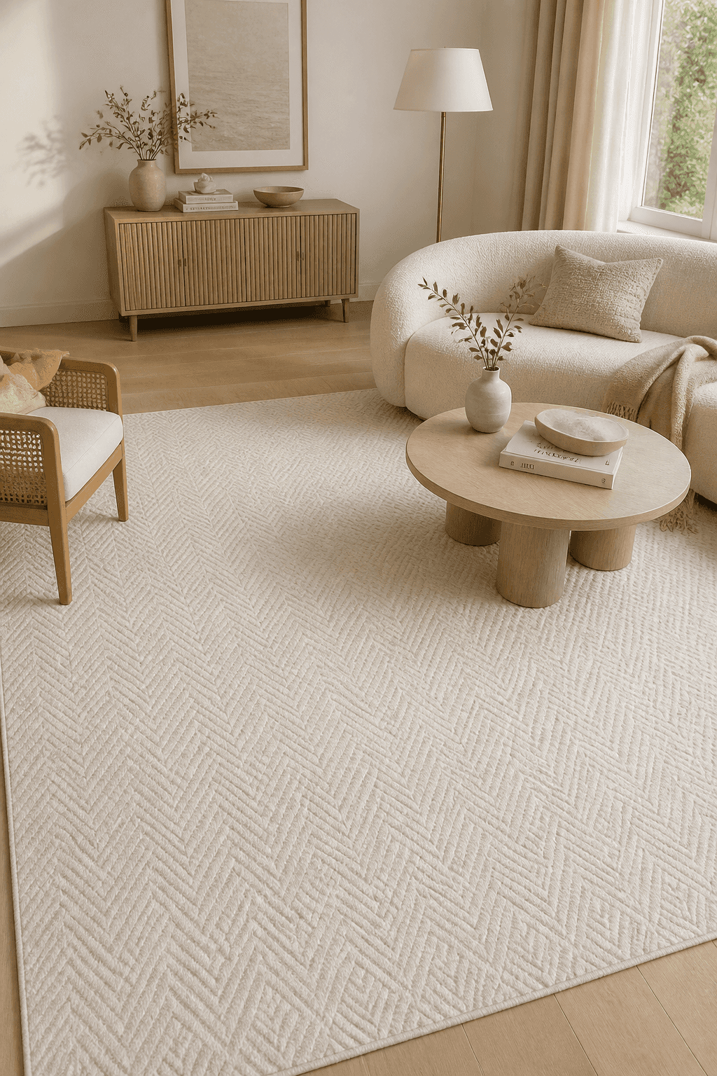 NOVAX Beyaz Modern Yıkanabilir Kaymaz Tabanlı Salon Halısı